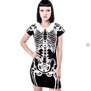 KILLSTAR - Morgue Bodycon Skeleton Dress Medium